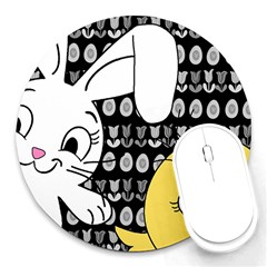 Easter Bunny And Chick  Round Mousepads by Valentinaart