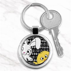 Easter Bunny And Chick  Key Chains (round)  by Valentinaart