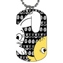 Easter Bunny And Chick  Dog Tag (one Side) by Valentinaart