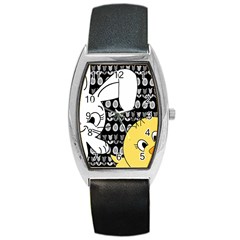 Easter Bunny And Chick  Barrel Style Metal Watch by Valentinaart