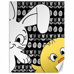 Easter Bunny And Chick  Canvas 12  X 16   by Valentinaart