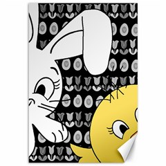 Easter Bunny And Chick  Canvas 12  X 18   by Valentinaart