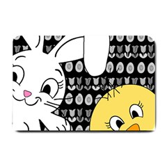 Easter Bunny And Chick  Small Doormat  by Valentinaart