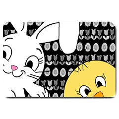 Easter Bunny And Chick  Large Doormat  by Valentinaart