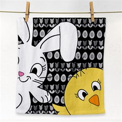 Easter Bunny And Chick  Face Towel by Valentinaart