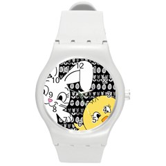 Easter Bunny And Chick  Round Plastic Sport Watch (m) by Valentinaart