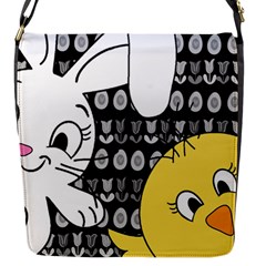 Easter Bunny And Chick  Flap Messenger Bag (s) by Valentinaart