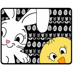 Easter Bunny And Chick  Double Sided Fleece Blanket (medium)  by Valentinaart