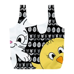 Easter Bunny And Chick  Full Print Recycle Bags (l)  by Valentinaart