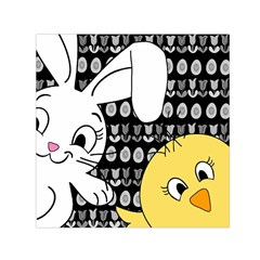 Easter Bunny And Chick  Small Satin Scarf (square) by Valentinaart