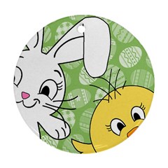 Easter Bunny And Chick  Ornament (round) by Valentinaart