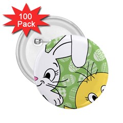 Easter Bunny And Chick  2 25  Buttons (100 Pack)  by Valentinaart