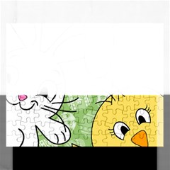 Easter Bunny And Chick  Rectangular Jigsaw Puzzl by Valentinaart