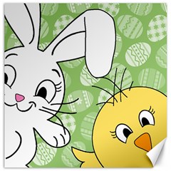 Easter Bunny And Chick  Canvas 16  X 16   by Valentinaart