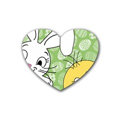 Easter Bunny And Chick  Rubber Coaster (heart)  by Valentinaart