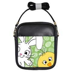 Easter Bunny And Chick  Girls Sling Bags by Valentinaart