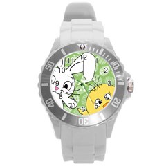 Easter Bunny And Chick  Round Plastic Sport Watch (l) by Valentinaart