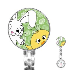 Easter Bunny And Chick  Stainless Steel Nurses Watch by Valentinaart