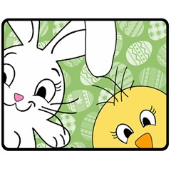 Easter Bunny And Chick  Double Sided Fleece Blanket (medium)  by Valentinaart