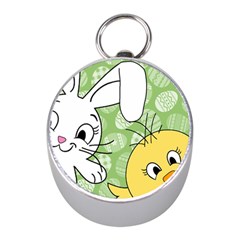 Easter Bunny And Chick  Mini Silver Compasses by Valentinaart