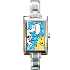 Easter bunny and chick  Rectangle Italian Charm Watch