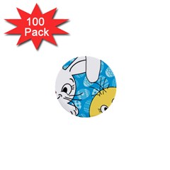 Easter bunny and chick  1  Mini Buttons (100 pack) 