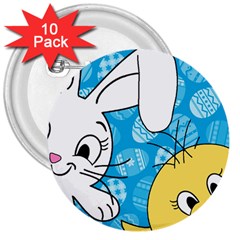 Easter bunny and chick  3  Buttons (10 pack) 