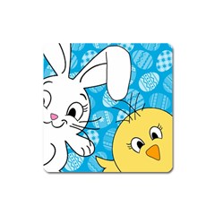 Easter bunny and chick  Square Magnet