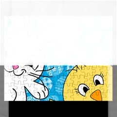 Easter Bunny And Chick  Rectangular Jigsaw Puzzl by Valentinaart