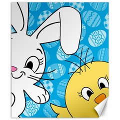 Easter bunny and chick  Canvas 8  x 10 