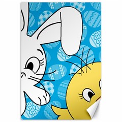 Easter bunny and chick  Canvas 12  x 18  