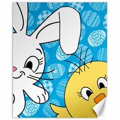 Easter bunny and chick  Canvas 16  x 20  