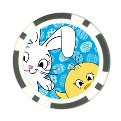 Easter bunny and chick  Poker Chip Card Guard