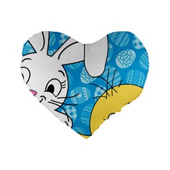 Easter bunny and chick  Standard 16  Premium Flano Heart Shape Cushions