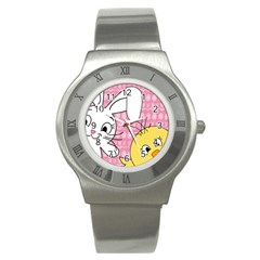 Easter Bunny And Chick  Stainless Steel Watch by Valentinaart