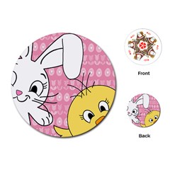 Easter Bunny And Chick  Playing Cards (round)  by Valentinaart