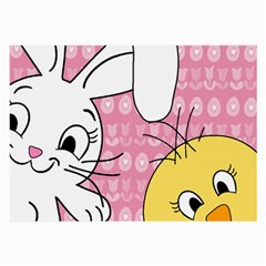 Easter Bunny And Chick  Large Glasses Cloth (2-side) by Valentinaart