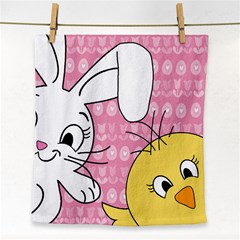 Easter Bunny And Chick  Face Towel by Valentinaart