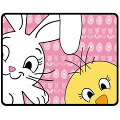 Easter Bunny And Chick  Fleece Blanket (medium)  by Valentinaart