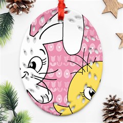 Easter Bunny And Chick  Oval Filigree Ornament (two Sides) by Valentinaart