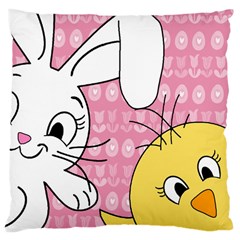 Easter Bunny And Chick  Large Cushion Case (one Side) by Valentinaart