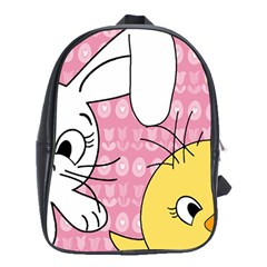 Easter Bunny And Chick  School Bags (xl)  by Valentinaart