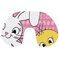 Easter Bunny And Chick  Travel Neck Pillows by Valentinaart