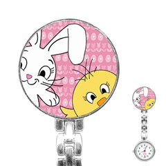 Easter Bunny And Chick  Stainless Steel Nurses Watch by Valentinaart