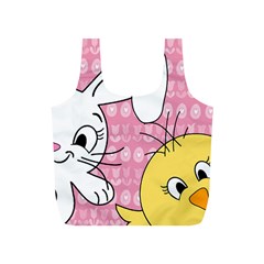 Easter Bunny And Chick  Full Print Recycle Bags (s)  by Valentinaart