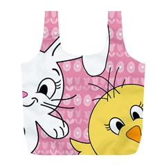 Easter Bunny And Chick  Full Print Recycle Bags (l)  by Valentinaart