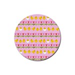 Easter - chick and tulips Rubber Coaster (Round)  Front