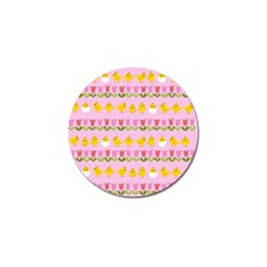 Easter - Chick And Tulips Golf Ball Marker by Valentinaart