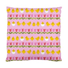 Easter - Chick And Tulips Standard Cushion Case (one Side) by Valentinaart