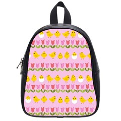 Easter - Chick And Tulips School Bags (small)  by Valentinaart